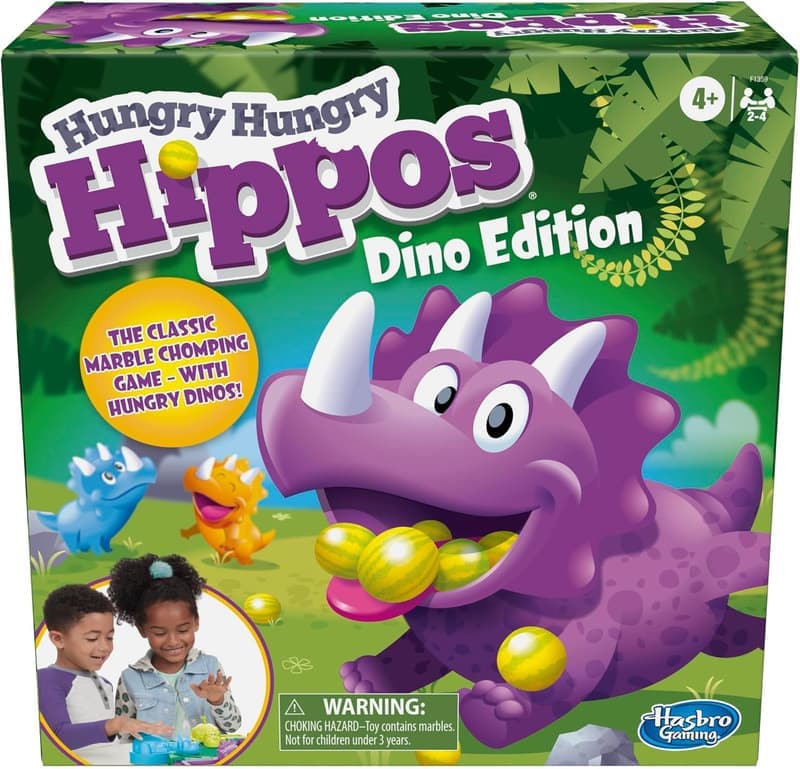Dino Edition Hungry Hungry Hippos Board Game for Ages 4+