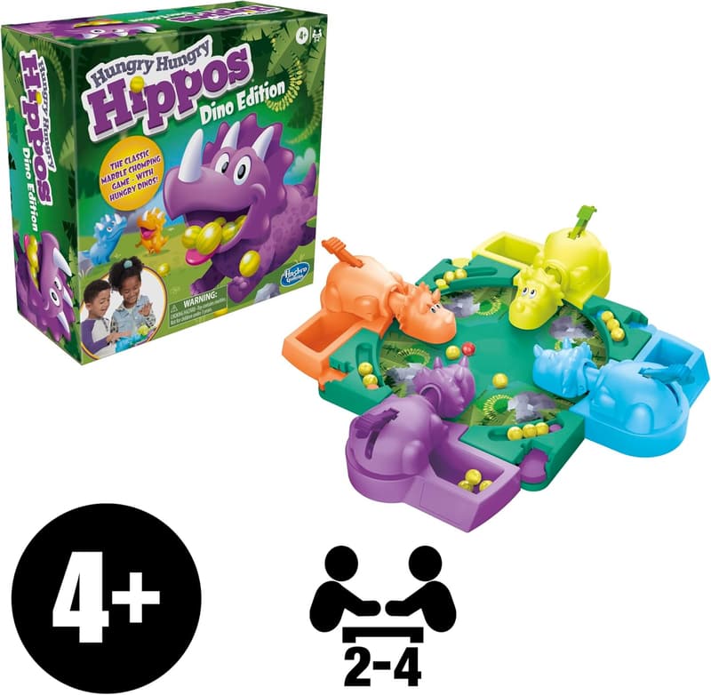 Dino Edition Hungry Hungry Hippos Board Game for Ages 4+
