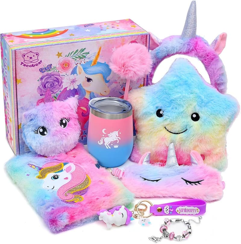 Unicorn Gifts for Girls with Star Pillow & Stationery Set