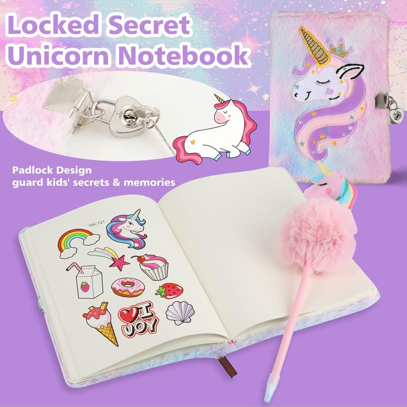 Unicorn Gift Set for Girls: Light-Up Plush, Diary, Eye Mask