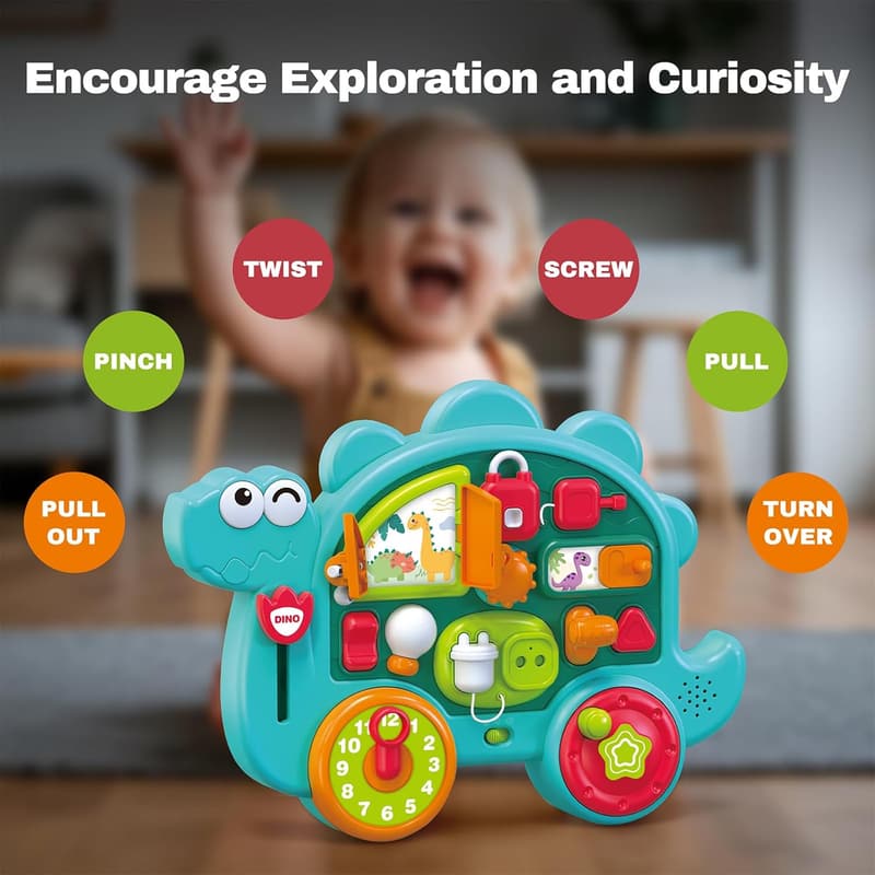 Montessori Sensory Busy Board for Toddlers with Light & Music