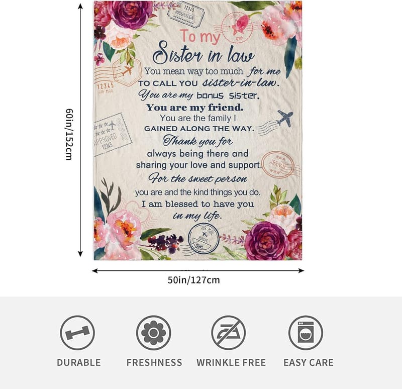 Funny Birthday Throw Blanket for Sister-in-Law - 60