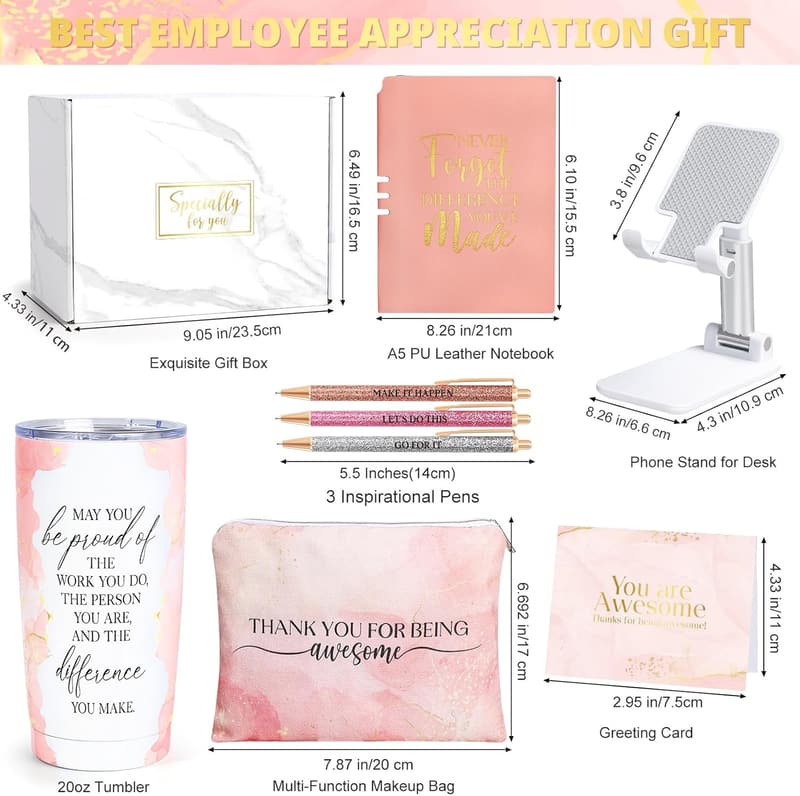 Employee Appreciation Gift Set with Tumblers & Notebooks