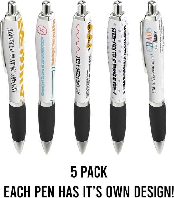 Funny Manager Pen Set - 5 Sarcastic Ballpoint Pens