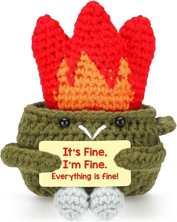 Mini Crochet Dumpster Gift Basket for Stress Relief – Handmade Gag Gift