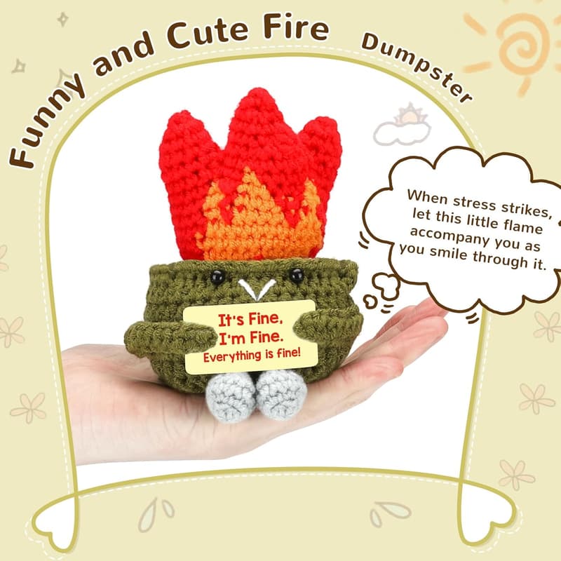 Mini Crochet Dumpster Gift Basket for Stress Relief – Handmade Gag Gift