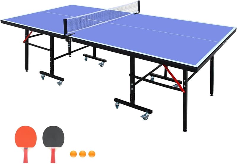 8ft Foldable Portable Ping Pong Table Set with Paddles & Balls