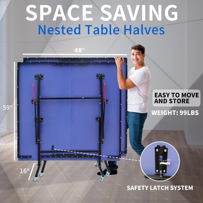 8ft Foldable Portable Ping Pong Table Set with Paddles & Balls