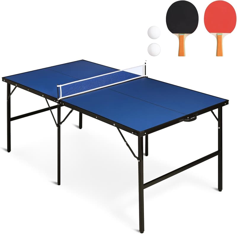 Portable Indoor/Outdoor Table Tennis Table Set with Paddles & Balls