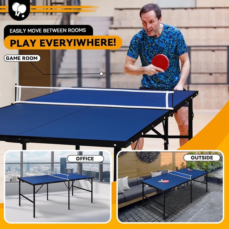 Portable Indoor/Outdoor Table Tennis Table Set with Paddles & Balls