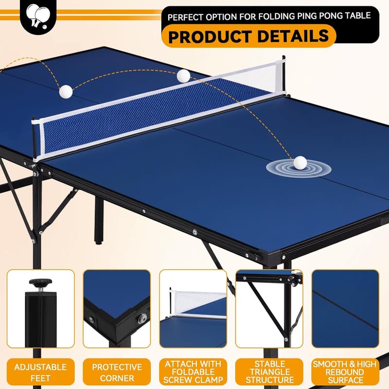 Portable Indoor/Outdoor Table Tennis Table Set with Paddles & Balls
