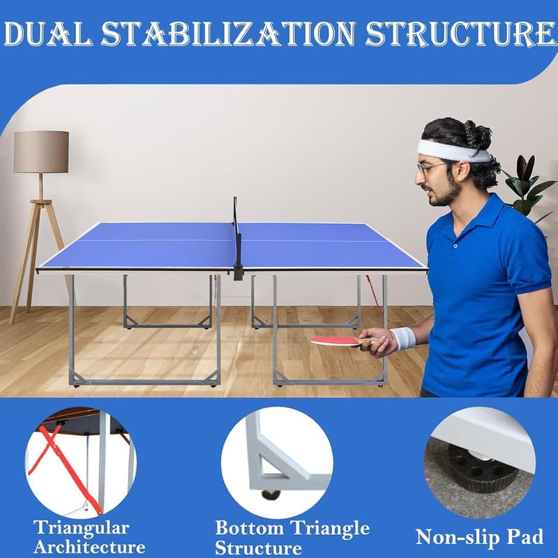 Foldable Portable Ping Pong Table - Multi-Use Indoor/Outdoor