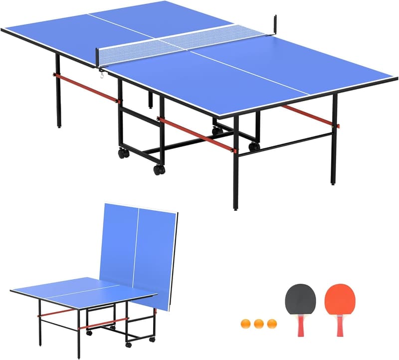 Tournament-Quality Foldable Ping Pong Table with Paddles & Balls