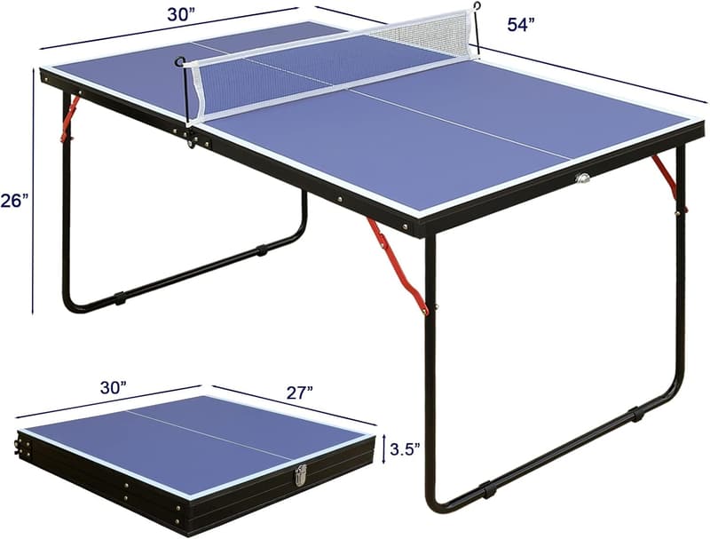 Preassembled Foldable Table Tennis Table Set - Portable Family Game