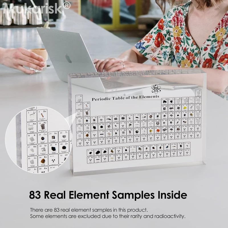 Acrylic Periodic Table Display with 83 Real Element Samples