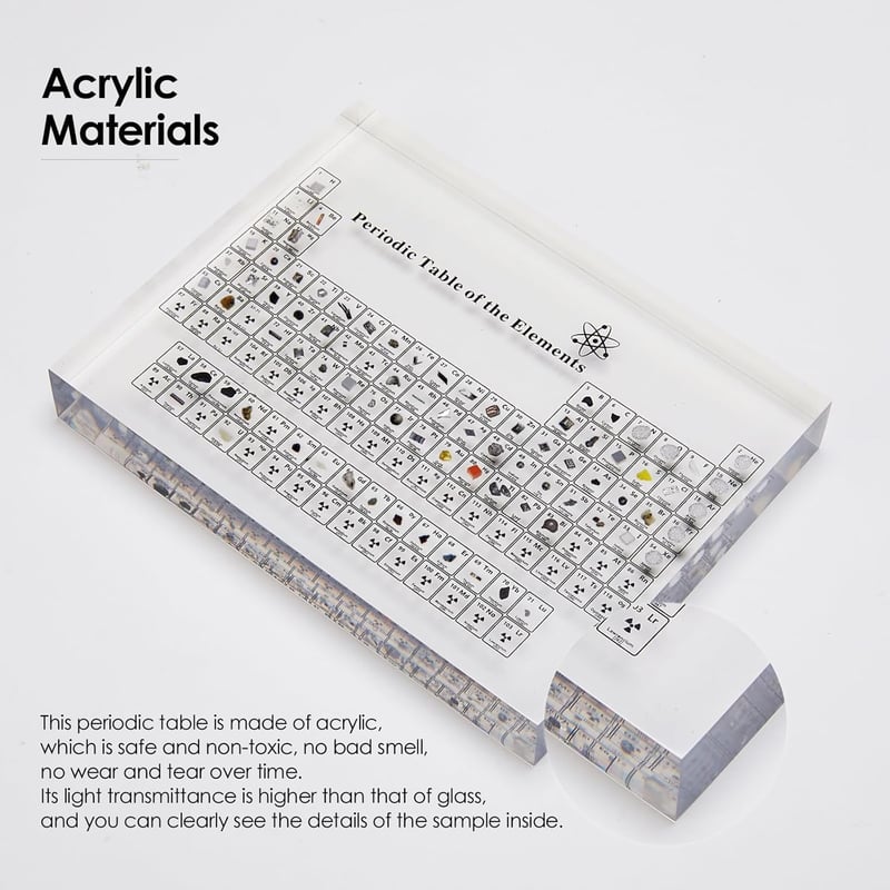 Acrylic Periodic Table Display with 83 Real Element Samples