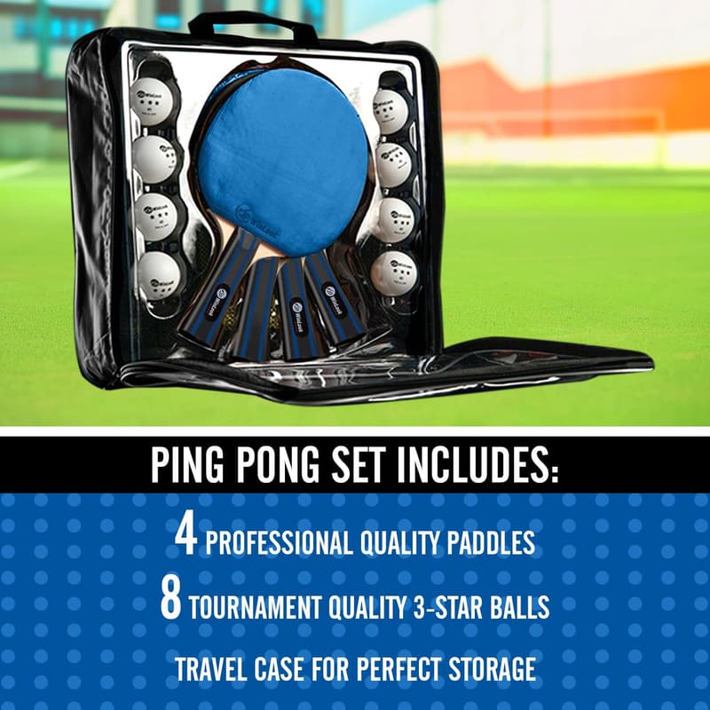 Portable Table Tennis Paddle Set with Case and Balls