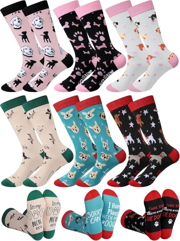 Dog Mom Socks Gift Set - Fun Crew Socks for Women