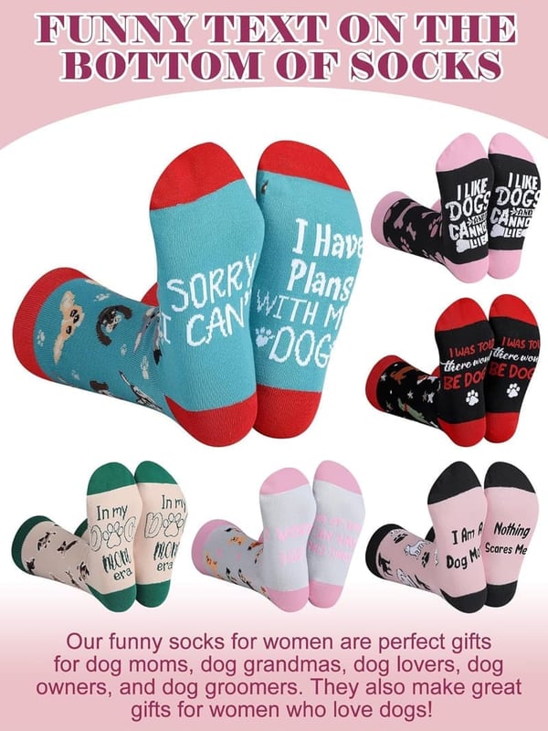 Dog Mom Socks Gift Set - Fun Crew Socks for Women