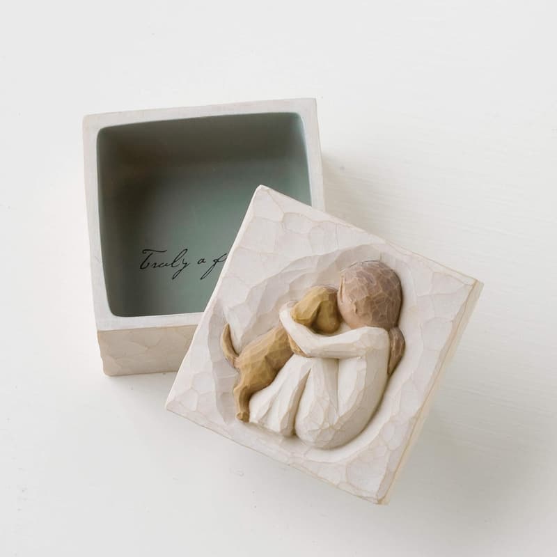 Truly a Friend Jewelry Box with Puppy Dog Carving