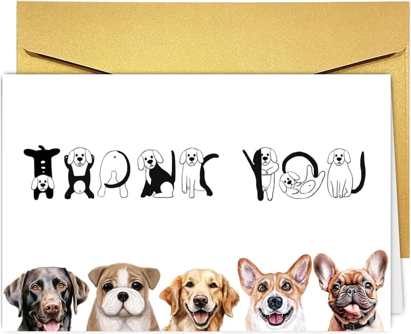 Dog-Themed Thank You Card for Friends and Dog Lovers