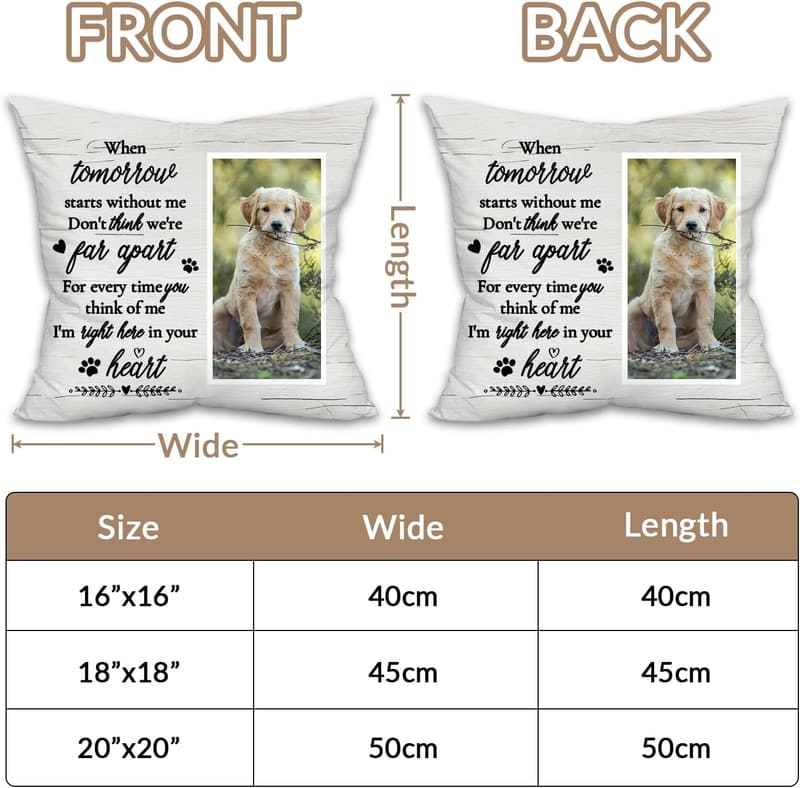 Personalized Dog Memorial Throw Pillow with Photo
