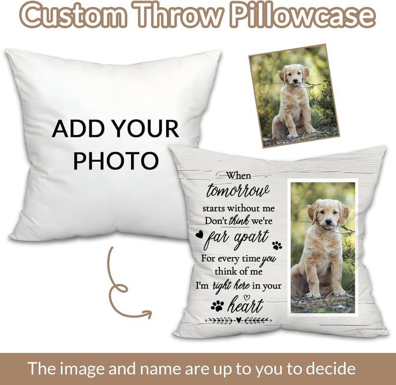 Personalized Dog Memorial Throw Pillow with Photo