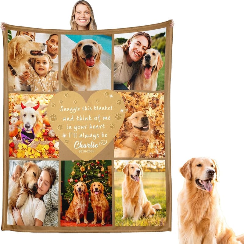 Personalized Pet Memorial Blanket for Dog Sympathy Gift