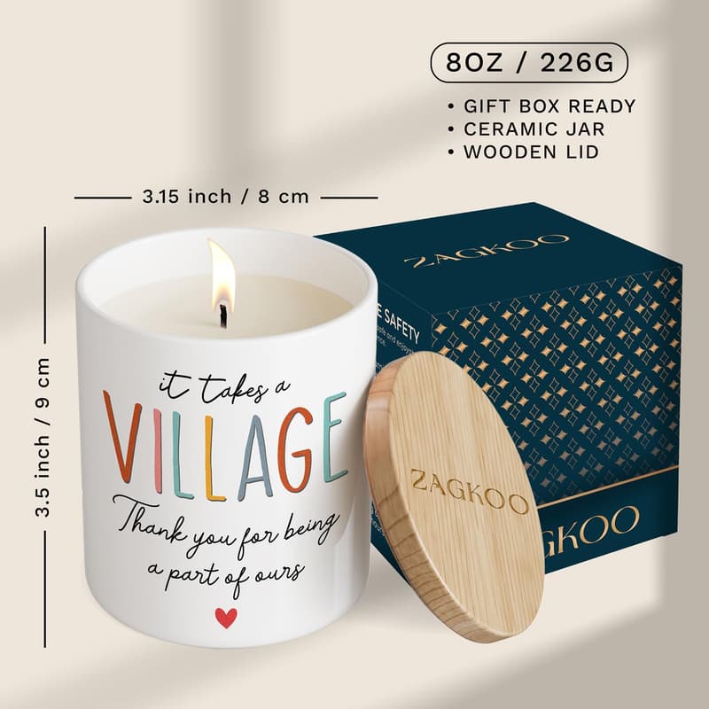 Teacher Appreciation Soy Wax Candle Gift for Women - 8 oz