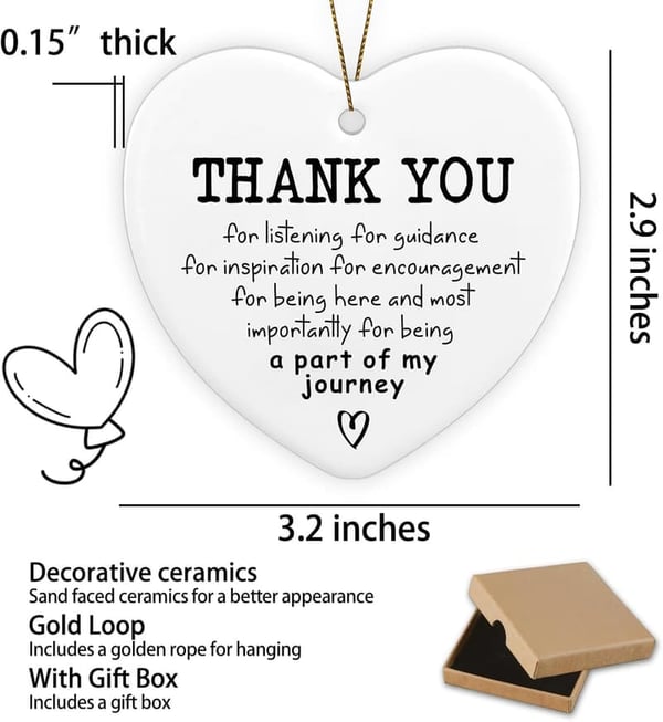Thank You Heart Plaque Gift for Women and Friends