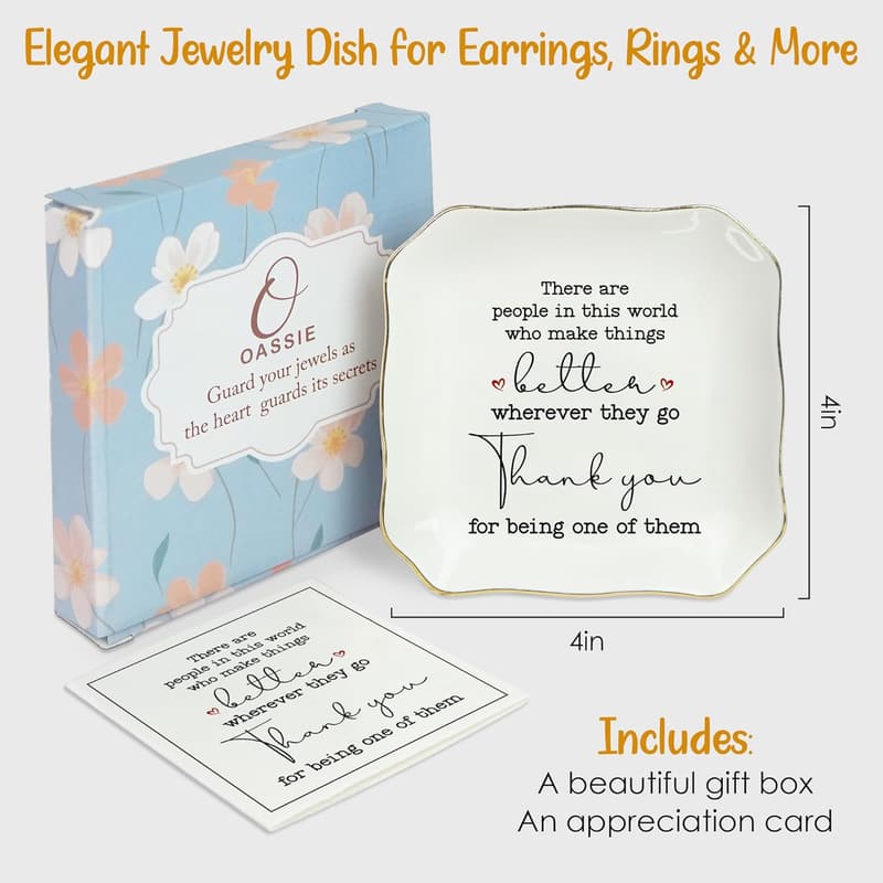 Birthday Thank You Ceramic Jewelry Dish for Women