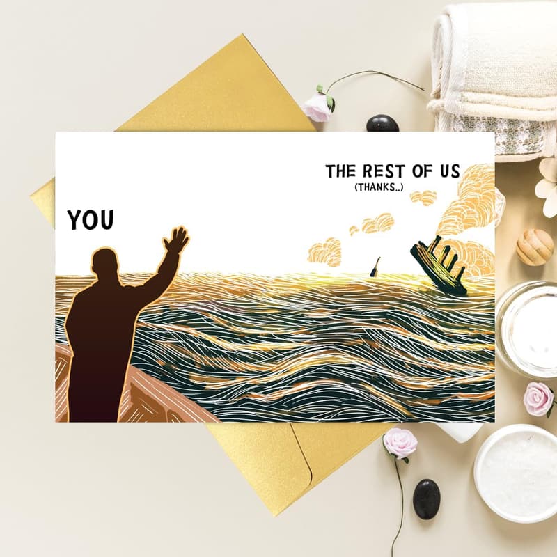Funny Sinking Ship Farewell Card for Coworkers and Friends
