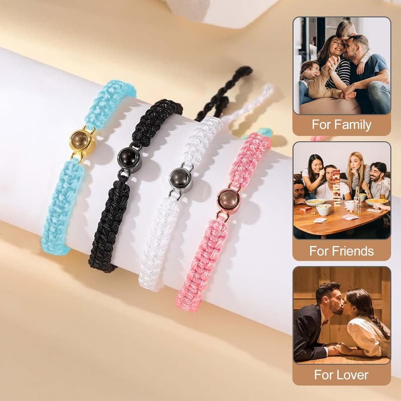 Personalized Projection Bracelet with Custom Photo for Couples