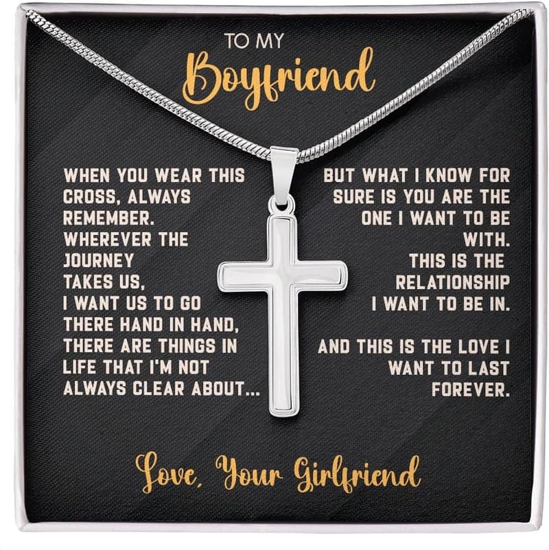 Personalized Cross Necklace for Him - Anniversary Gift