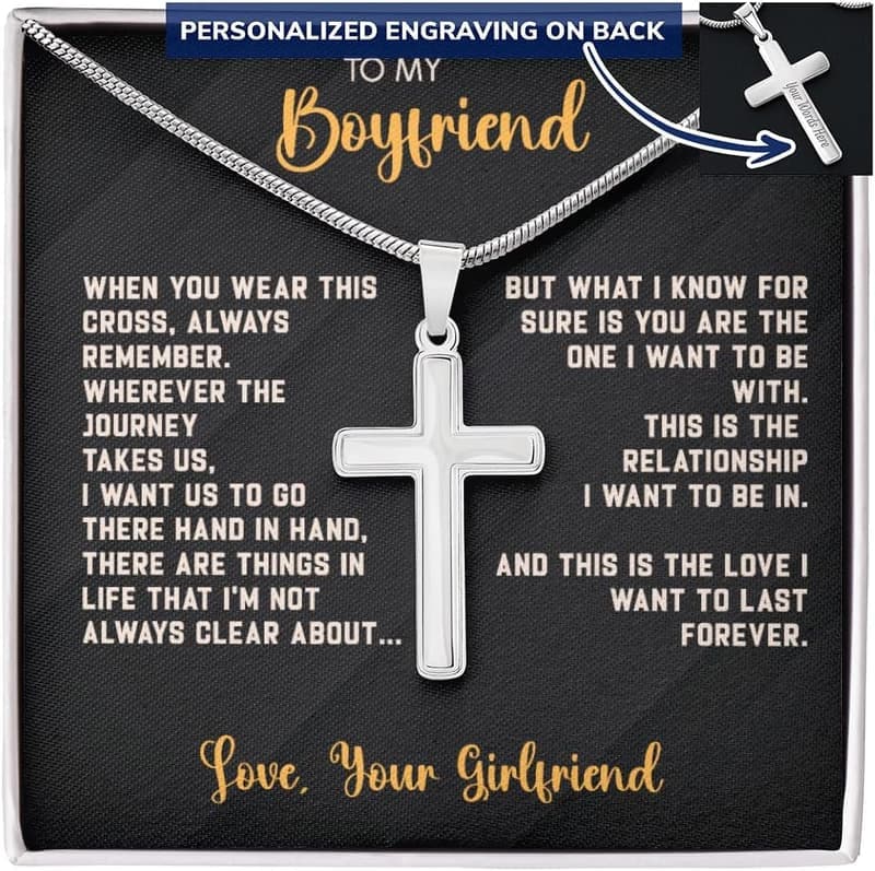 Personalized Cross Necklace for Him - Anniversary Gift