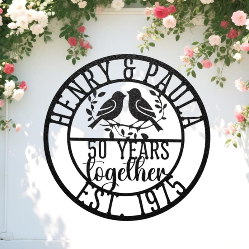 30th/50th/60th Anniversary Custom Lovebirds Metal Sign