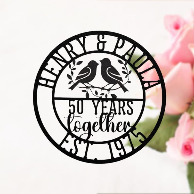 30th/50th/60th Anniversary Custom Lovebirds Metal Sign
