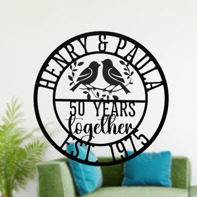 30th/50th/60th Anniversary Custom Lovebirds Metal Sign