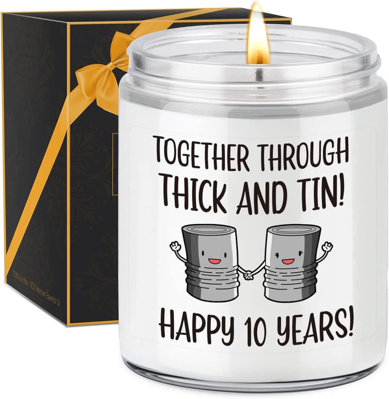 10th Anniversary Candle Gift for Couples - Funny Tin Design
