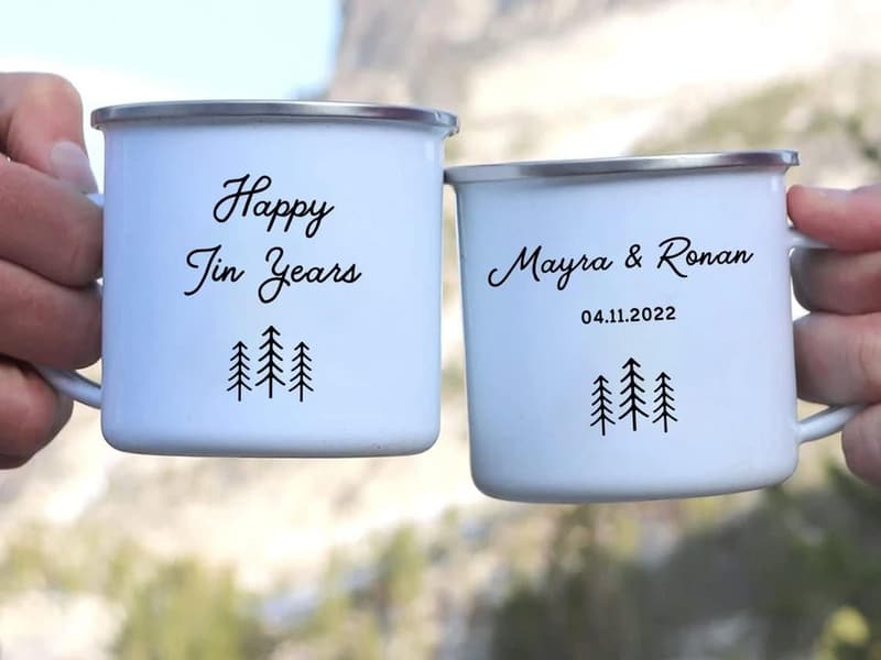 10th Anniversary Personalized Campfire Mug - 12oz Gift for Couples