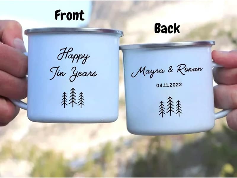 10th Anniversary Personalized Campfire Mug - 12oz Gift for Couples