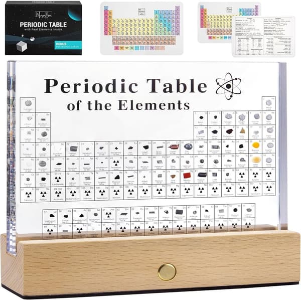Periodic Table of Elements Display with Real Elements & Stand