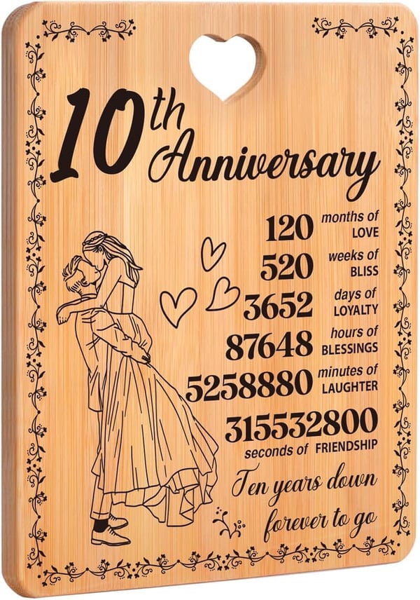 10th Anniversary Bamboo Cutting Board for Couples