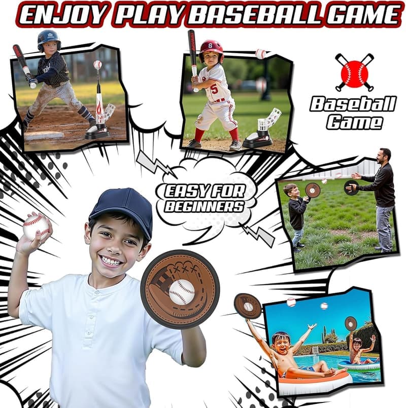 Kids' Outdoor T-Ball Set with Stand and Glove, Ages 3-5
