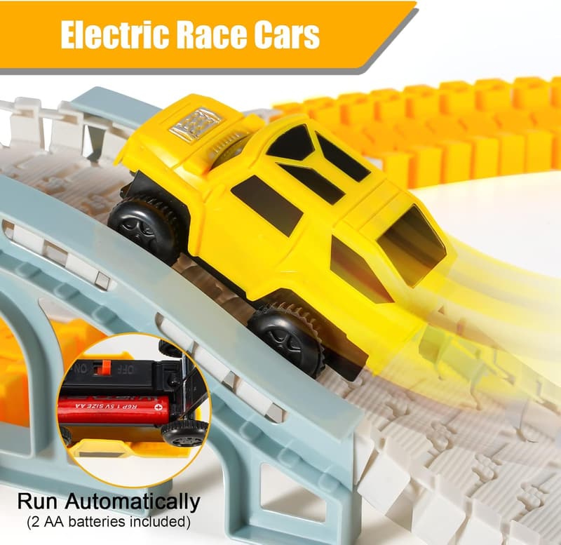 Construction Track Set with 2 Cars & DIY Map for Kids 3-6