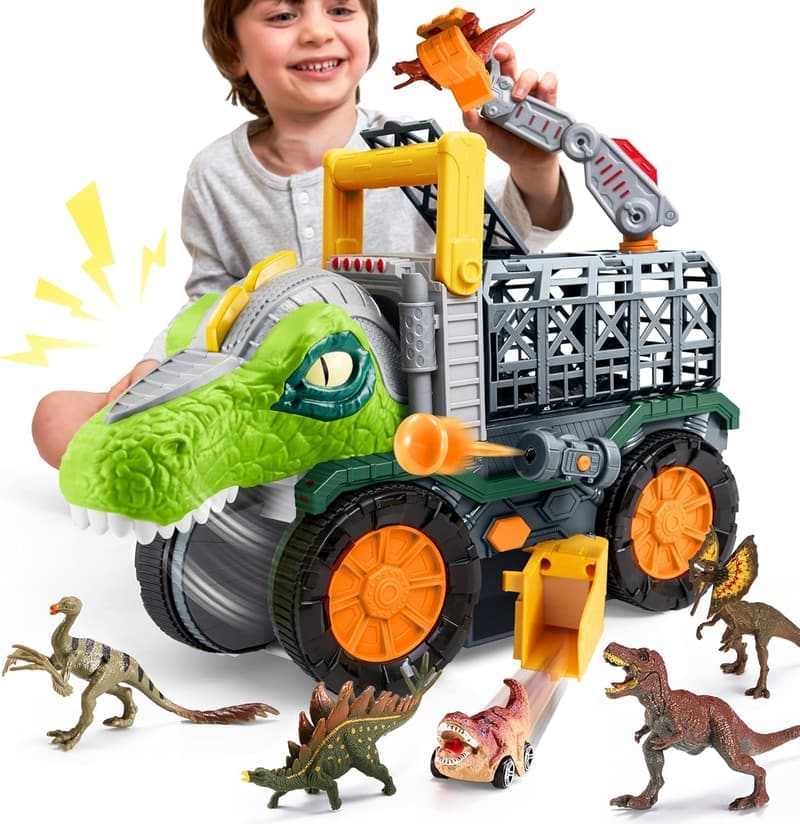 Dinosaur Truck Toy with Launching Chambers for Toddler Birthdays