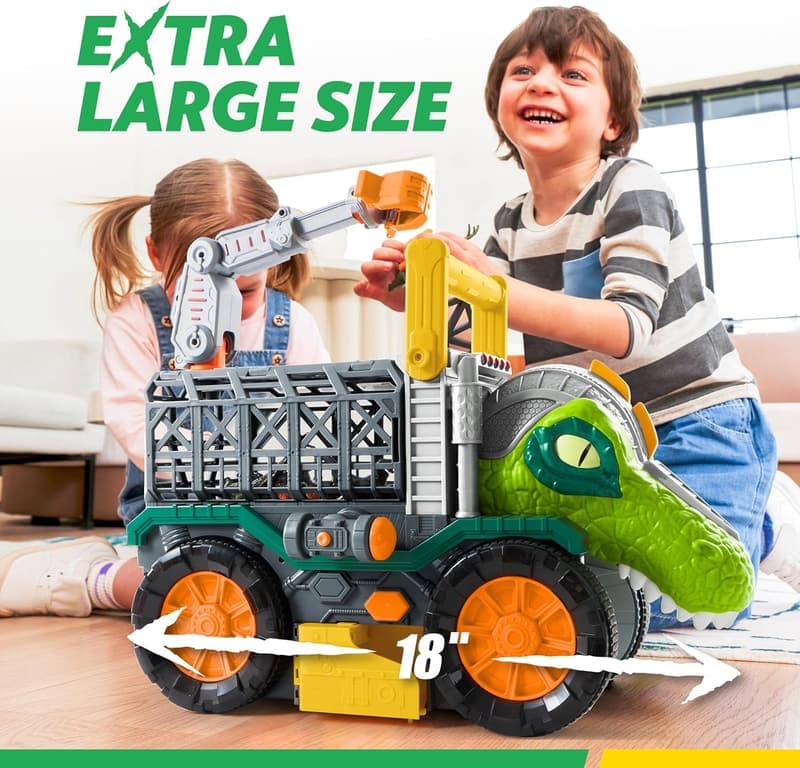 Dinosaur Truck Toy with Launching Chambers for Toddler Birthdays