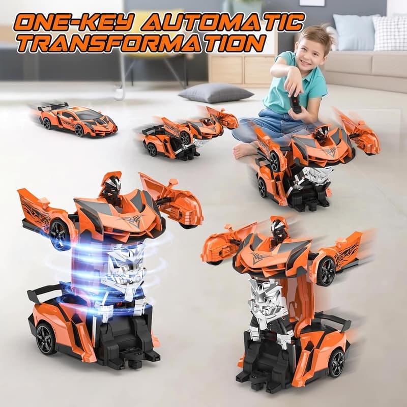 Transforming Remote Control Car Robot Toy for Boys Ages 4-12