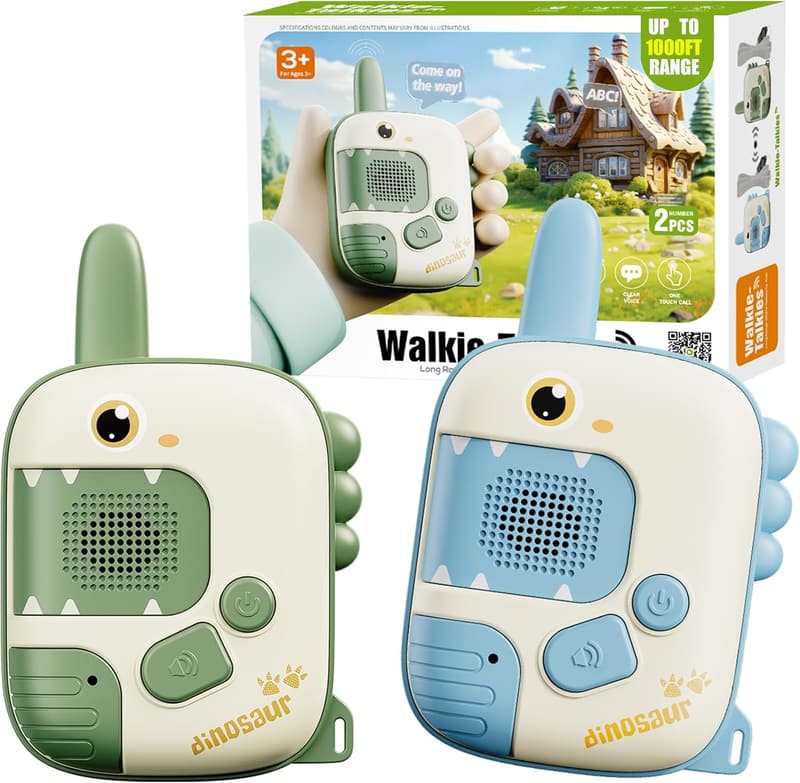 Kids Dinosaur Walkie Talkies - 2 Pack Outdoor Birthday Gifts