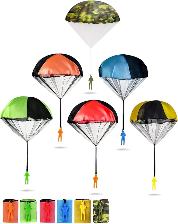 Outdoor Parachute Toys for Kids, 6-Pack Tangle-Free Fun
